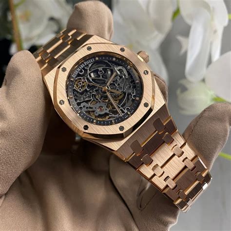 audemars piguet rose gold skeleton watch|audemars piguet black skeleton price.